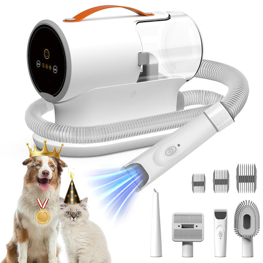 Dog Vacuum for Shedding Grooming, 12000pa Suction Dog Hair Vacuum, Pet Vacuum Grooming Kit with 2l Dust Cup, Low Noise, 3 Levels, 5 Grooming Tools